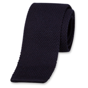 STD-B-507 Gebreide wollen stropdas donkerblauw